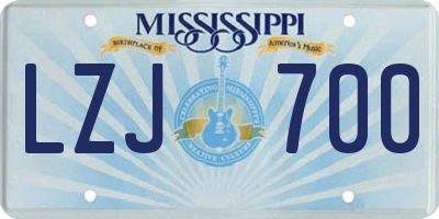 MS license plate LZJ700