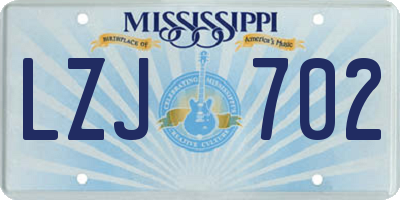 MS license plate LZJ702