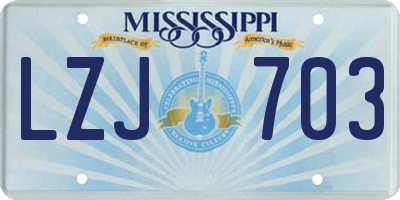 MS license plate LZJ703
