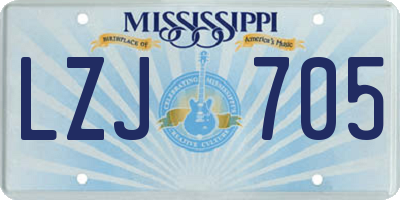 MS license plate LZJ705