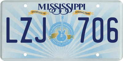 MS license plate LZJ706