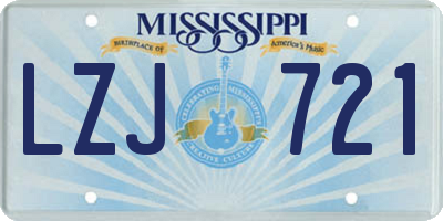 MS license plate LZJ721