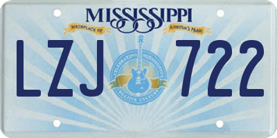 MS license plate LZJ722