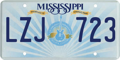 MS license plate LZJ723