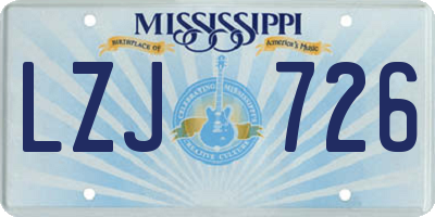 MS license plate LZJ726