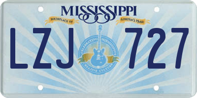 MS license plate LZJ727