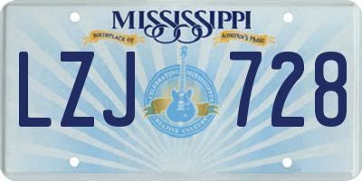 MS license plate LZJ728