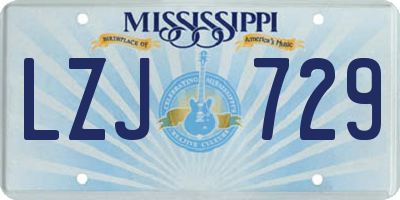 MS license plate LZJ729