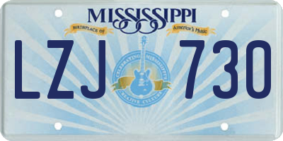 MS license plate LZJ730
