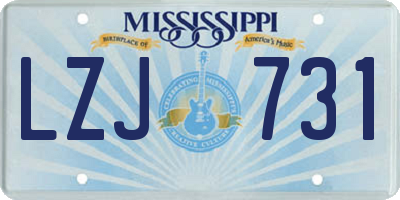 MS license plate LZJ731