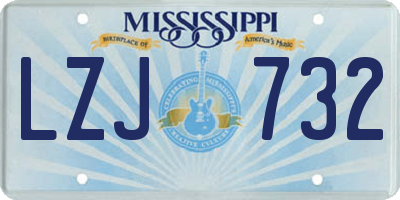 MS license plate LZJ732