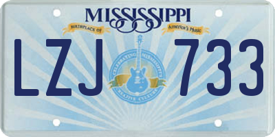 MS license plate LZJ733