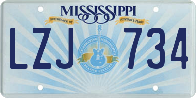 MS license plate LZJ734