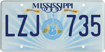 MS license plate LZJ735