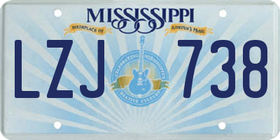 MS license plate LZJ738
