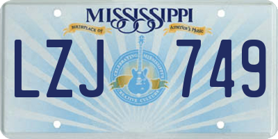 MS license plate LZJ749