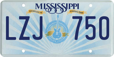 MS license plate LZJ750