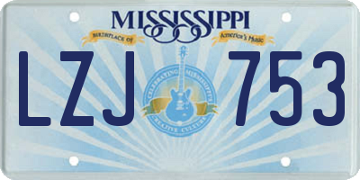 MS license plate LZJ753