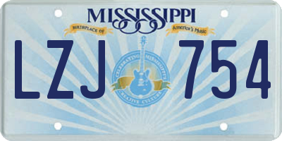 MS license plate LZJ754