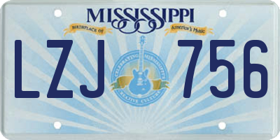 MS license plate LZJ756