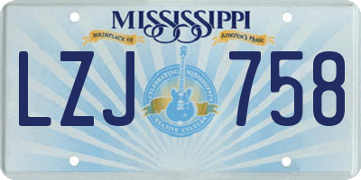 MS license plate LZJ758