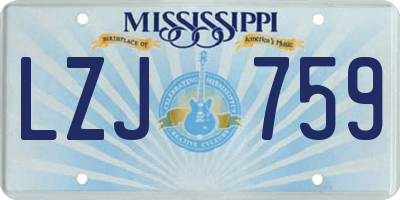 MS license plate LZJ759