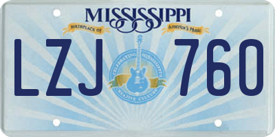 MS license plate LZJ760