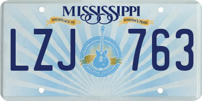 MS license plate LZJ763