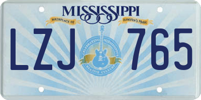 MS license plate LZJ765