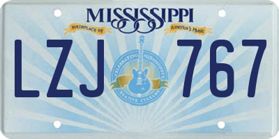 MS license plate LZJ767