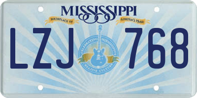 MS license plate LZJ768