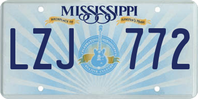 MS license plate LZJ772