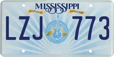 MS license plate LZJ773