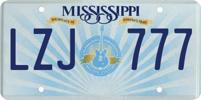 MS license plate LZJ777