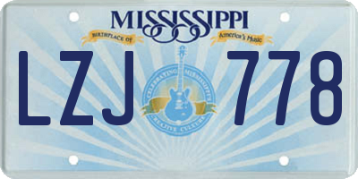 MS license plate LZJ778