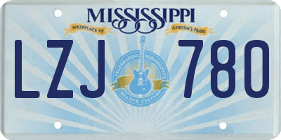 MS license plate LZJ780