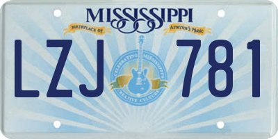 MS license plate LZJ781
