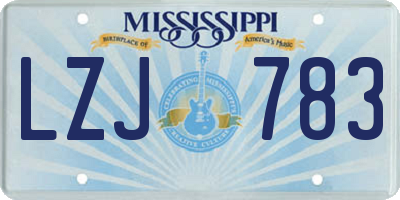 MS license plate LZJ783