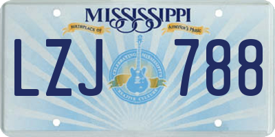 MS license plate LZJ788