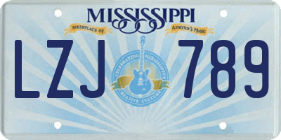 MS license plate LZJ789