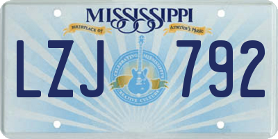 MS license plate LZJ792