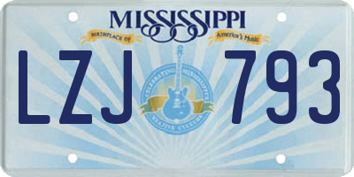 MS license plate LZJ793