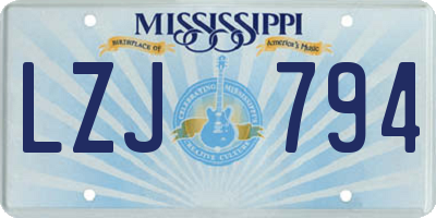 MS license plate LZJ794