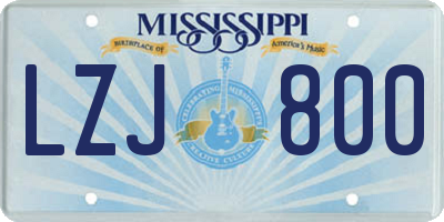 MS license plate LZJ800