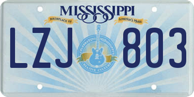 MS license plate LZJ803