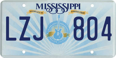 MS license plate LZJ804