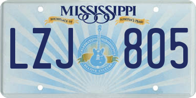 MS license plate LZJ805