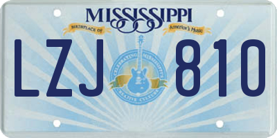 MS license plate LZJ810