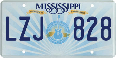 MS license plate LZJ828