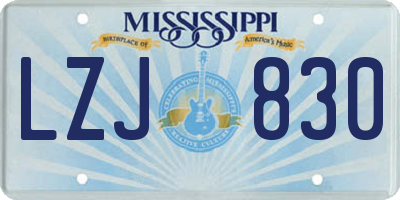 MS license plate LZJ830